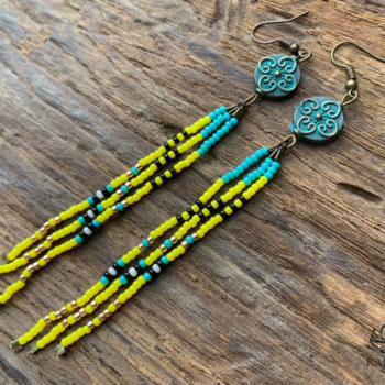 HANDMADE BEADED BUTTERFLY TASSELS EARRINGS