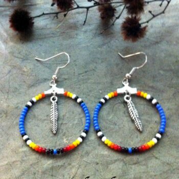 Hoop Earrings in Native American style blue