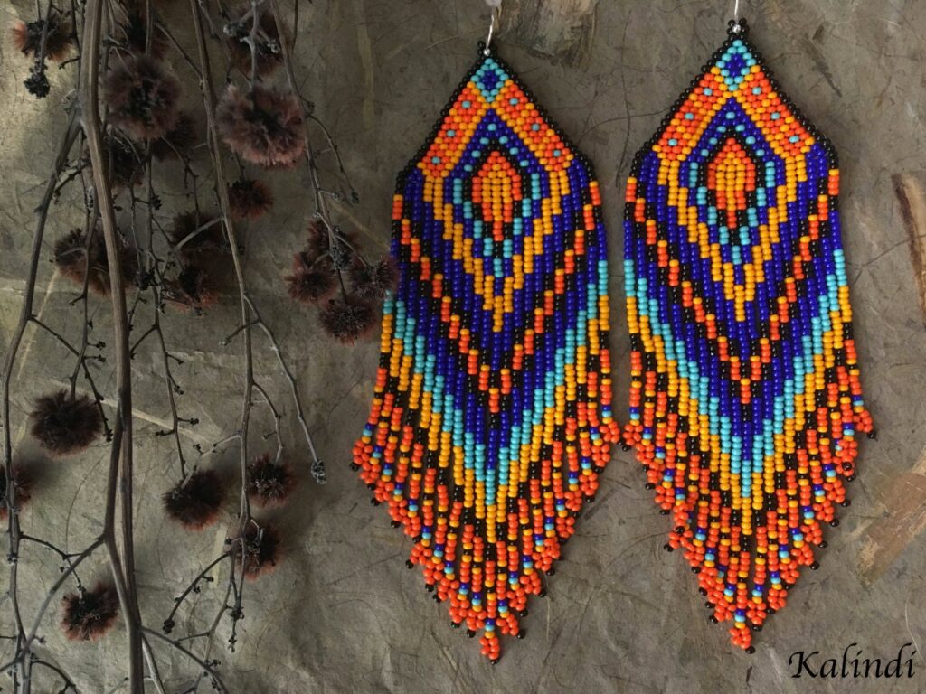 HANDMADE BEADED EARRINGS IN NATIVE AMERICAN STYLE