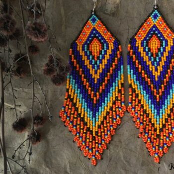 HANDMADE BEADED EARRINGS IN NATIVE AMERICAN STYLE