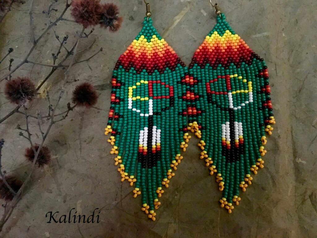 Earrings from beads Wheel of Medicine. Handmade decorations