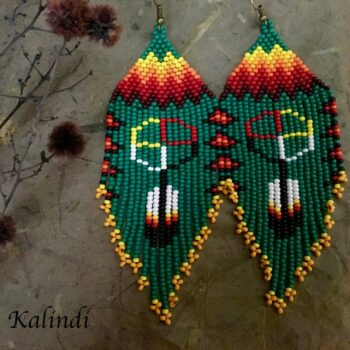 Earrings from beads Wheel of Medicine. Handmade decorations