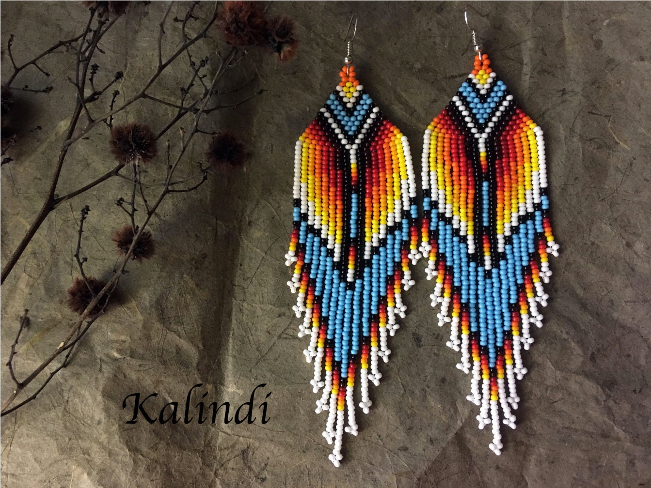 HANDMADE BEADED EARRINGS NATIVE AMERICAN STYLE