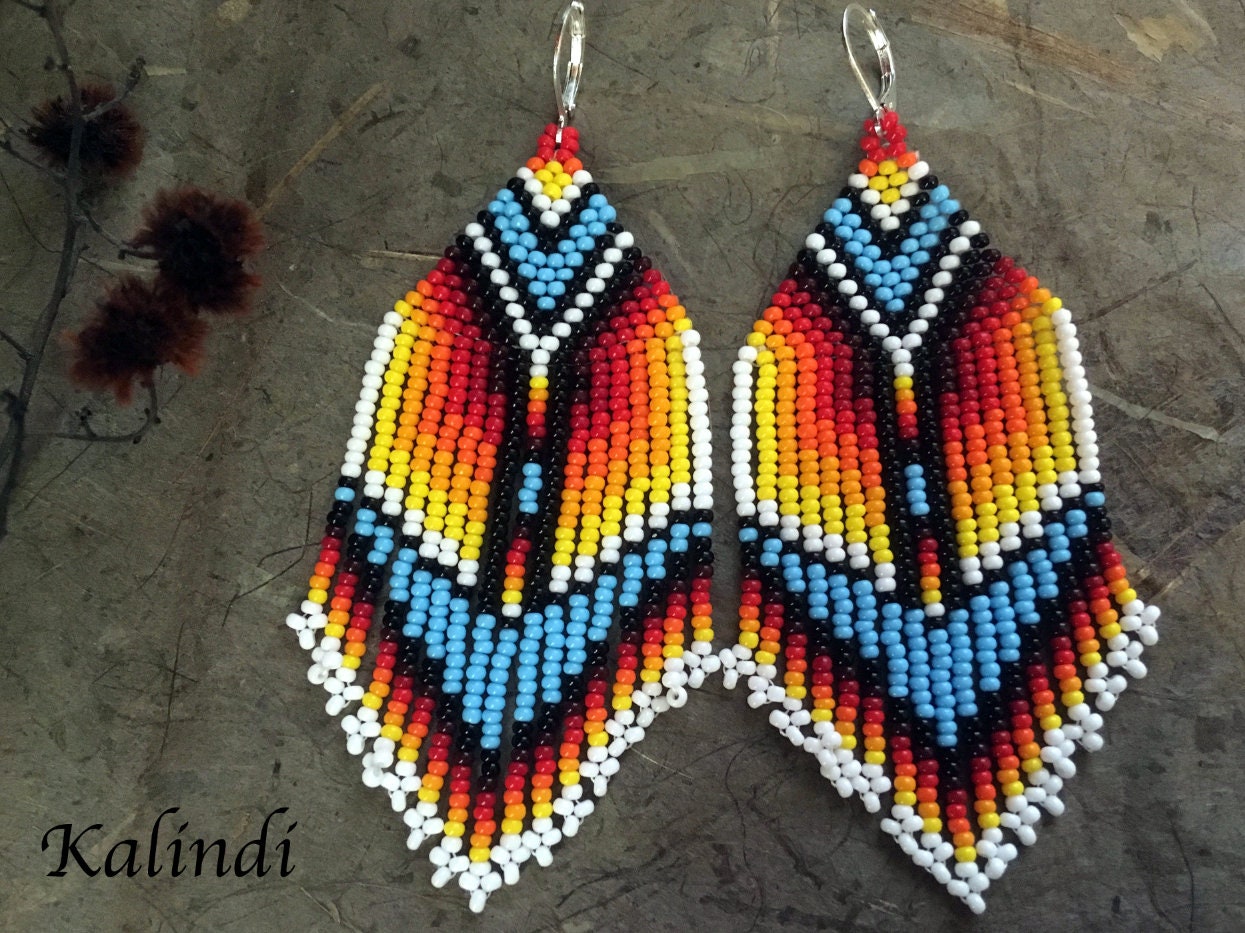 HANDMADE BEADED EARRINGS NATIVE AMERICAN STYLE