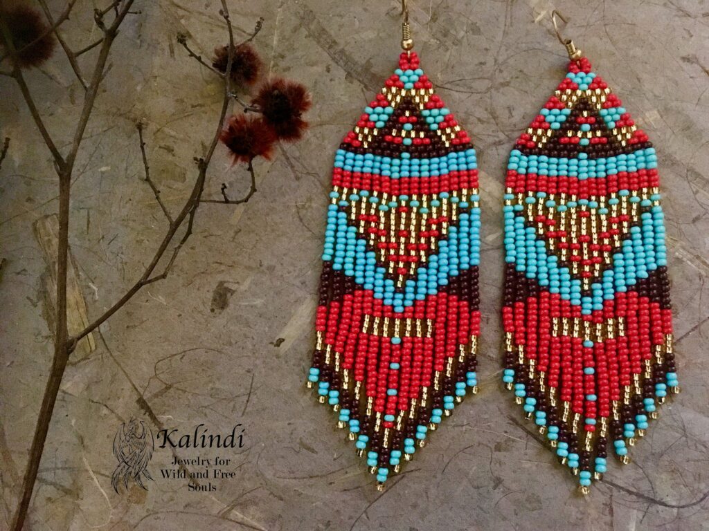 BEADED EARRINGS NATIVE AMERICAN STYLE