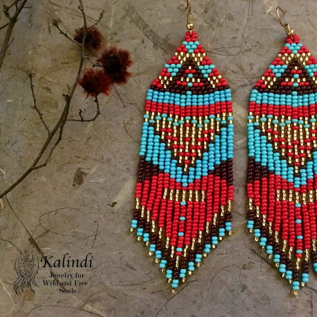 BEADED EARRINGS NATIVE AMERICAN STYLE