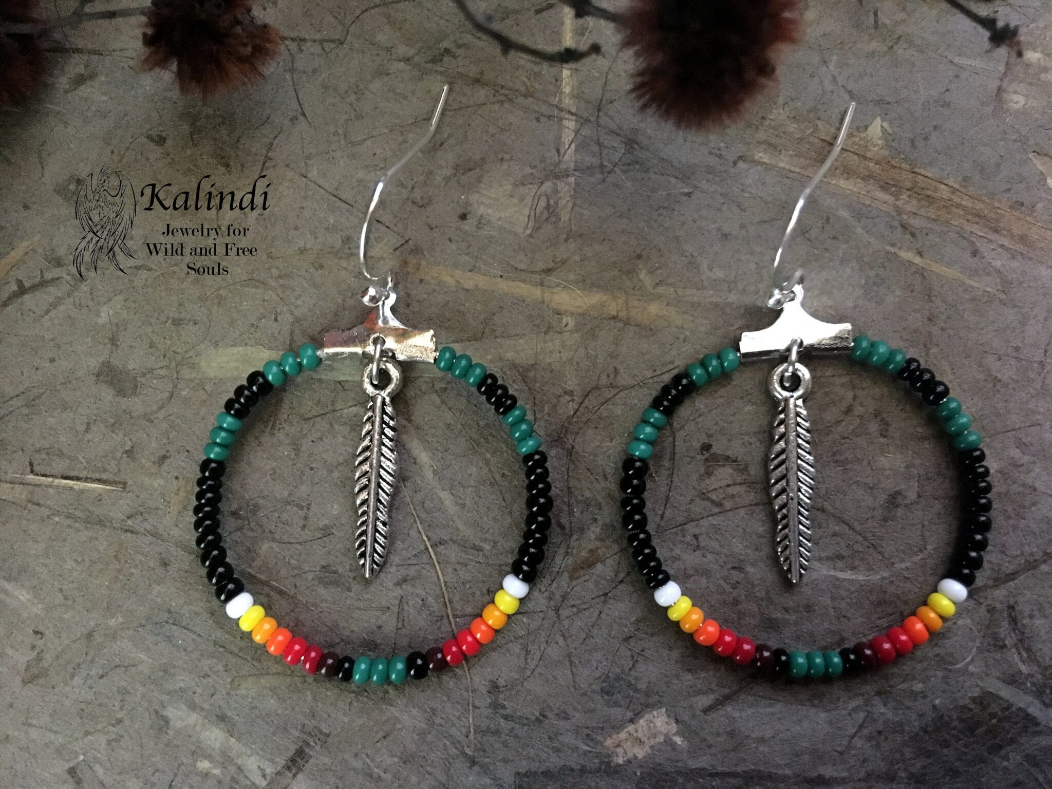 NATIVE AMERICAN STYLE HOOP EARRINGS