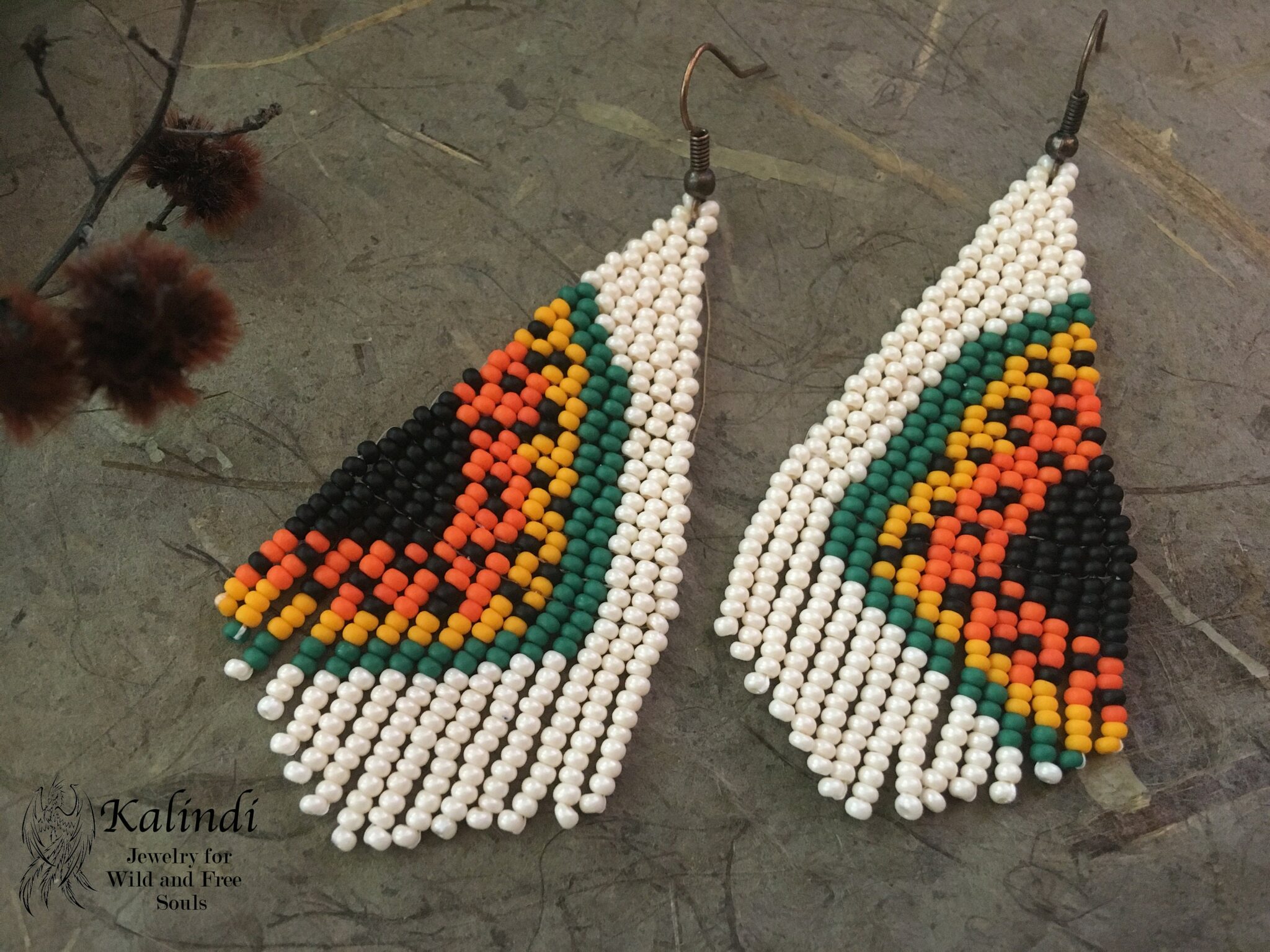 Papaya beaded earrings