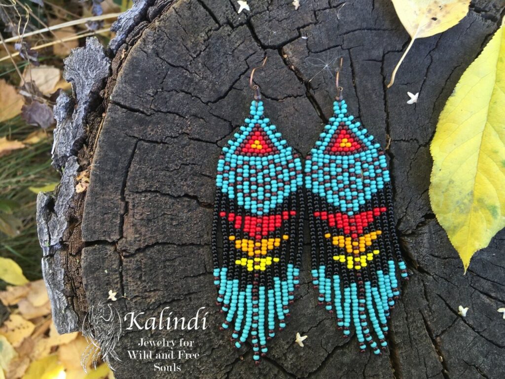 BEADED EARRINGS NATIVE AMERICAN STYLE