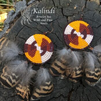 Earrings with handmade bead embroidery