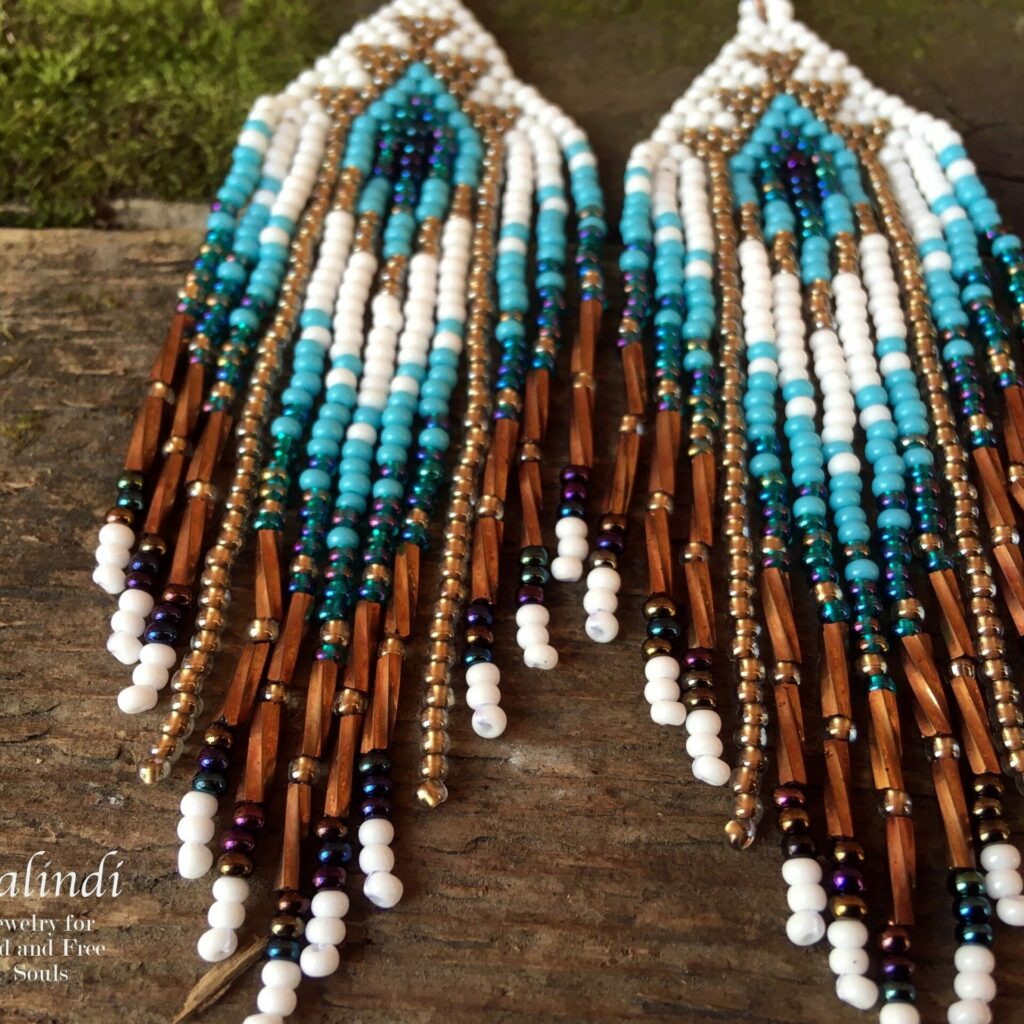 HANDMADE BEADED EARRINGS NATIVE AMERICAN STYLE