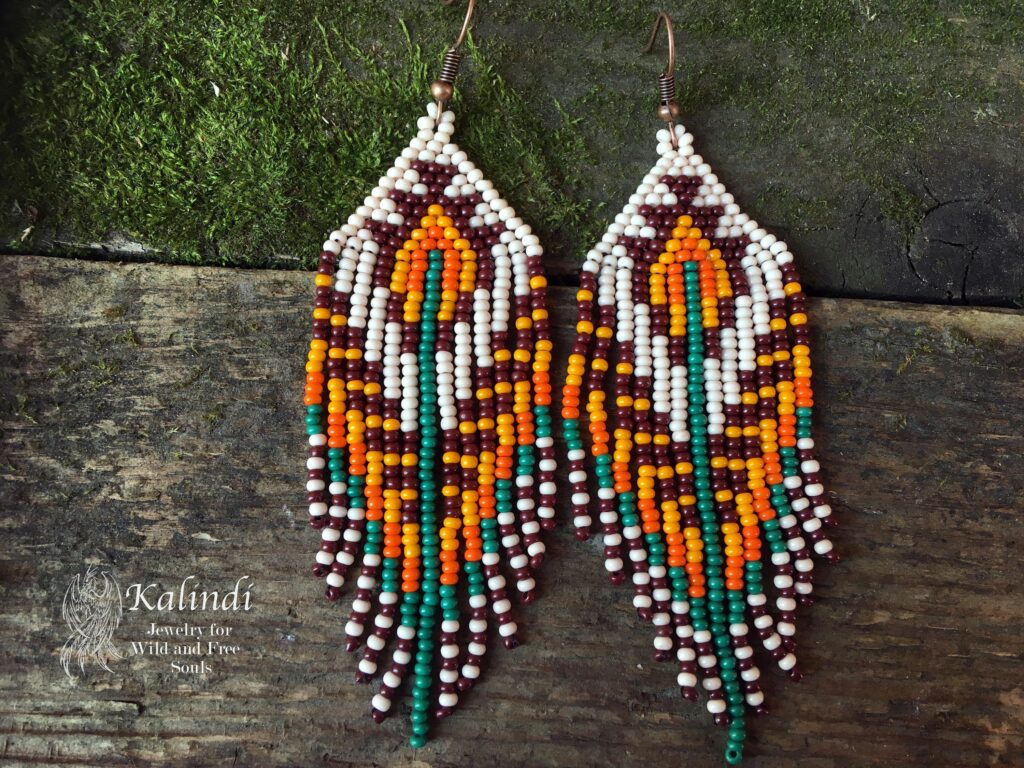 BEADED EARRINGS NATIVE AMERICAN STYLE