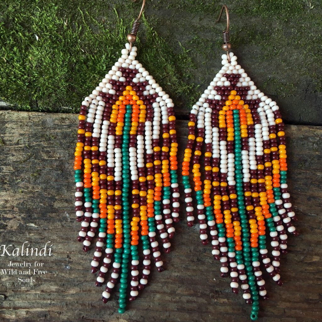 BEADED EARRINGS NATIVE AMERICAN STYLE