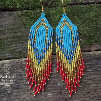 Handmade Blue Beaded Earrings in Native American style