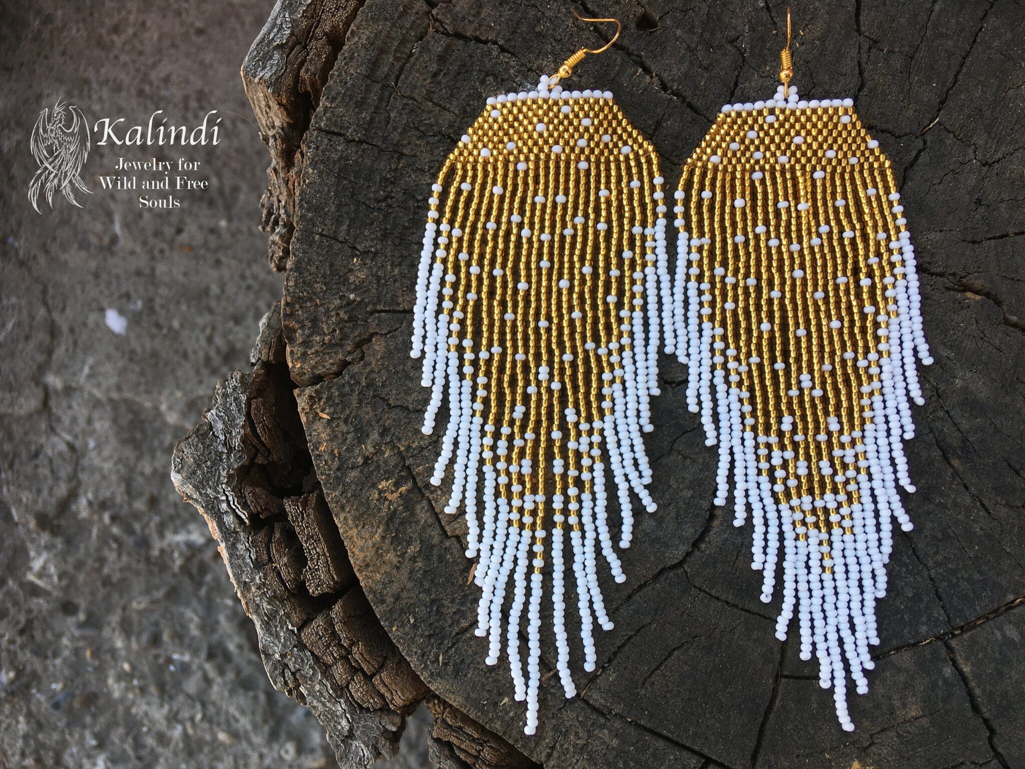 Handmade Gold Beaded Earrings