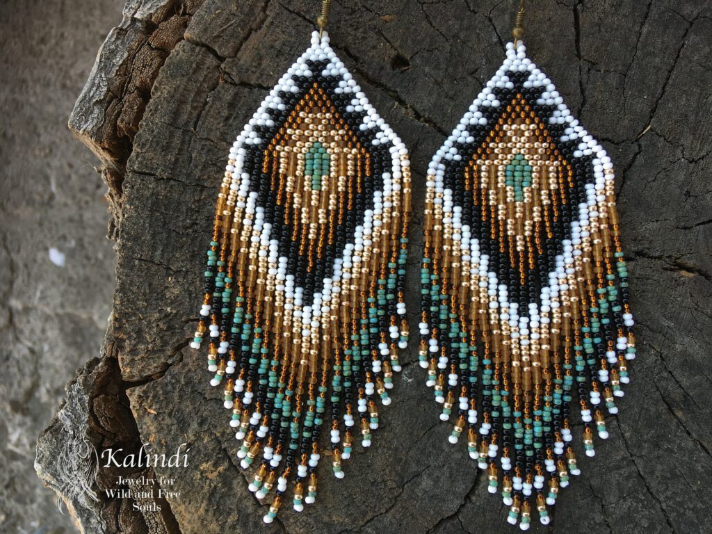 HANDMADE BEADED EARRINGS NATIVE AMERICAN STYLE