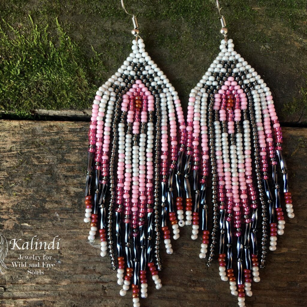 BEADED EARRINGS NATIVE AMERICAN STYLE