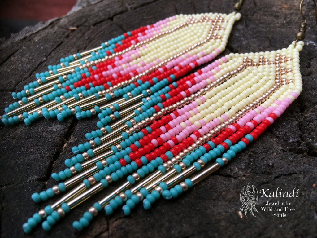 BEADED EARRINGS NATIVE AMERICAN STYLE