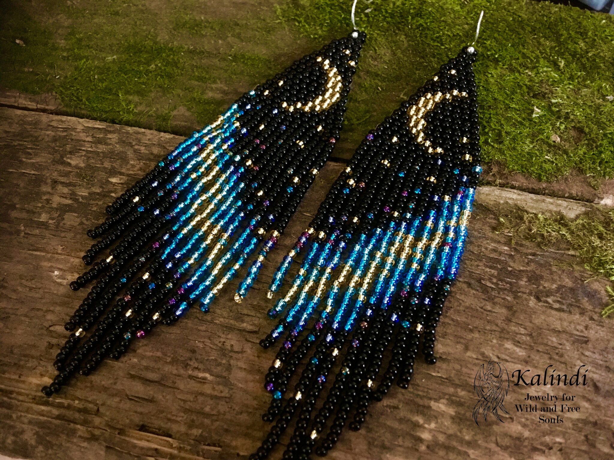 Moon and Stars Beaded Earrings