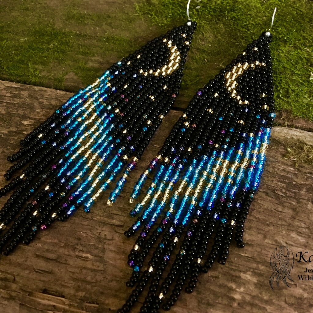 Moon and Stars Beaded Earrings