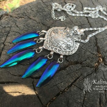 Necklace with beetle wings