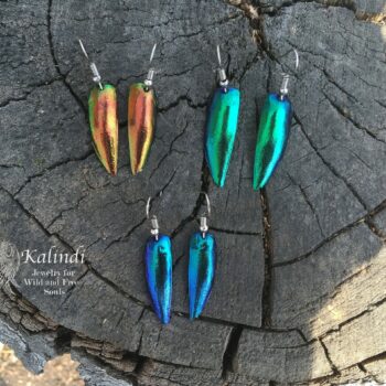 Earrings with beetle wings