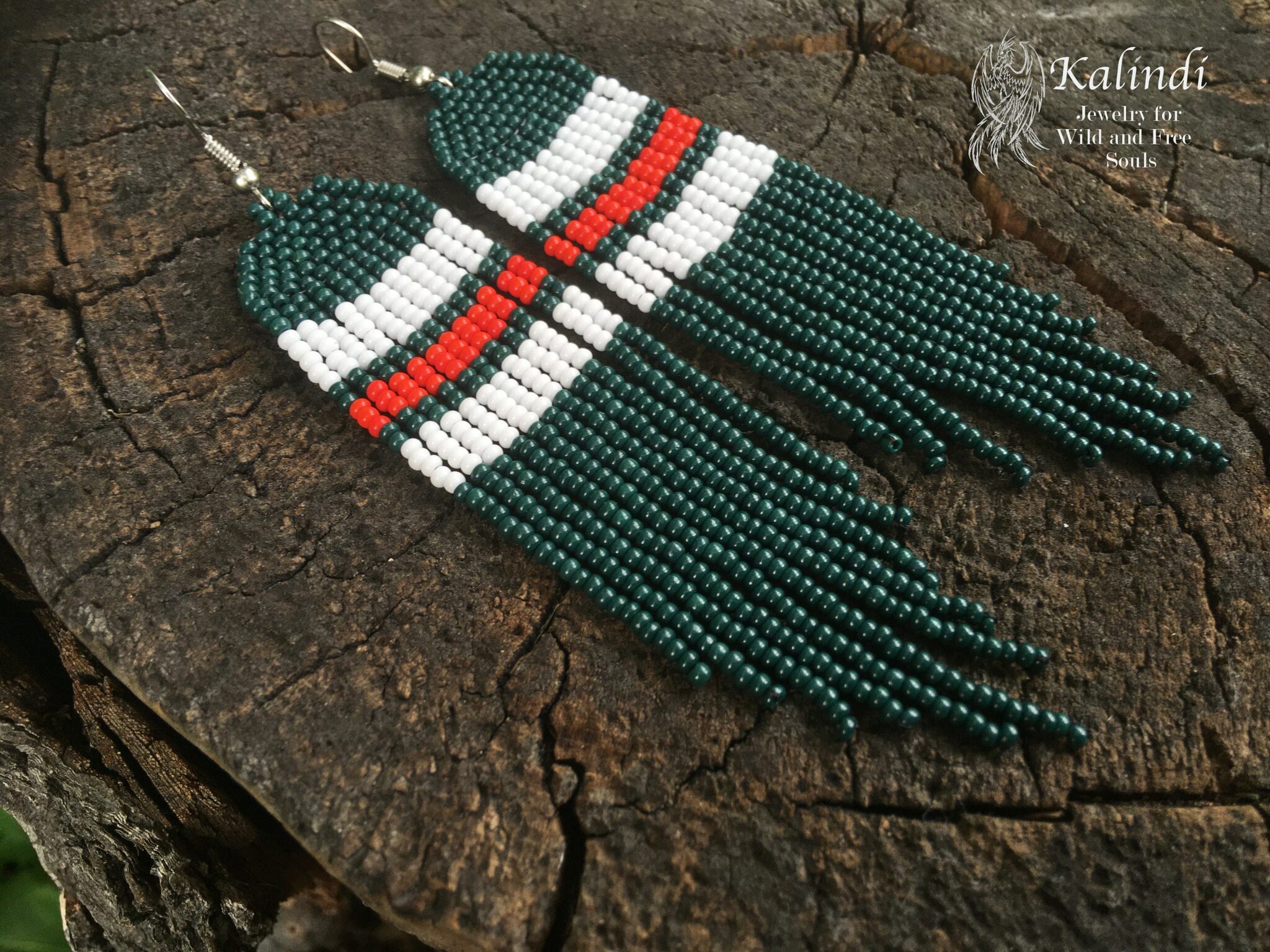 Handmade Beaded Striped Earrings