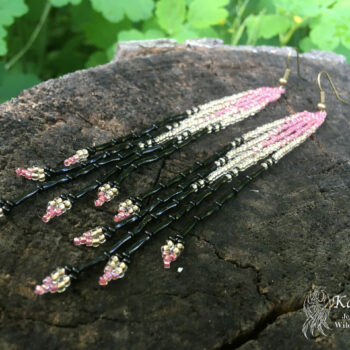 LONG HANDMADE BEADED EARRINGS