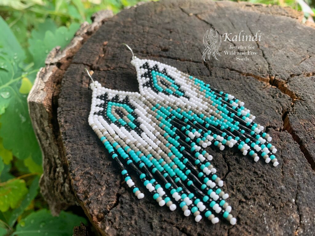 HANDMADE BEADED EARRINGS NATIVE AMERICAN STYLE