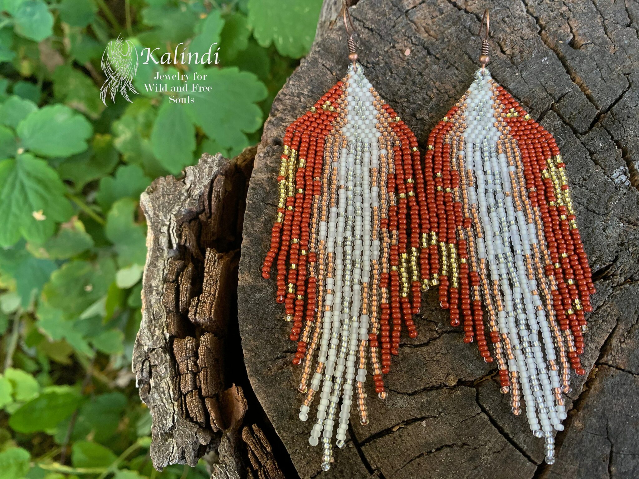 Brown stone beaded earrings