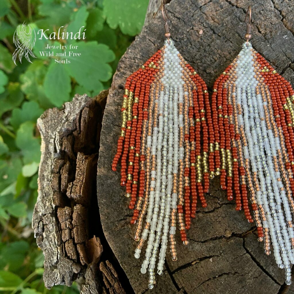 Brown stone beaded earrings