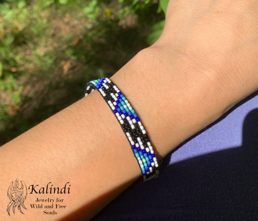 Blue and White Seed Bead Bracelet