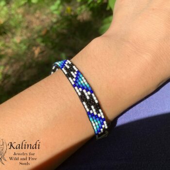 Blue and White Seed Bead Bracelet