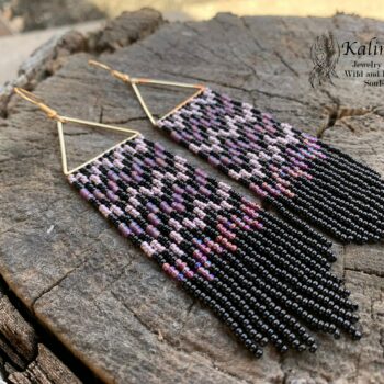 HANDMADE BEADED EARRINGS WITH FRINGE