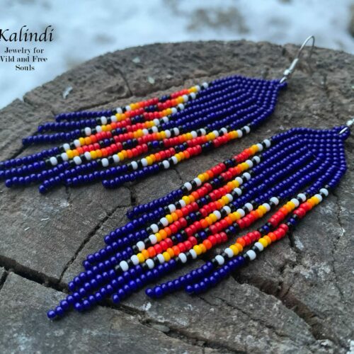 HANDMADE BEADED EARRINGS NATIVE AMERICAN STYLE