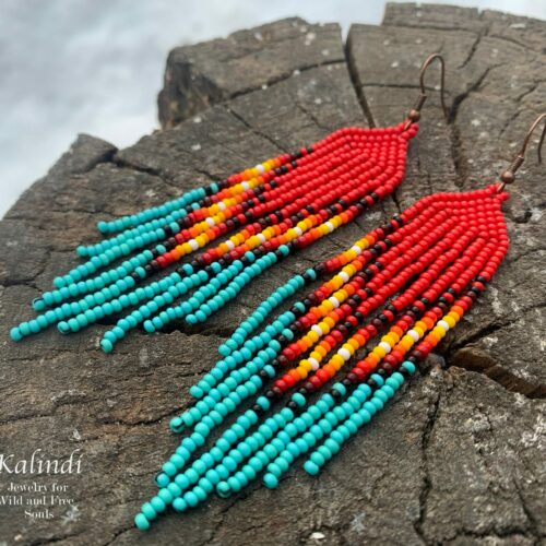 HANDMADE BEADED EARRINGS NATIVE AMERICAN STYLE