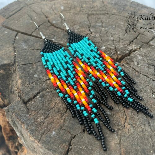 HANDMADE BEADED EARRINGS NATIVE AMERICAN STYLE