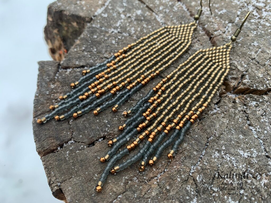 LONG HANDMADE BEADED EARRINGS