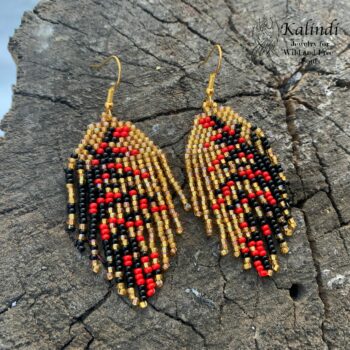 HANDMADE BEADED GOLD EARRINGS