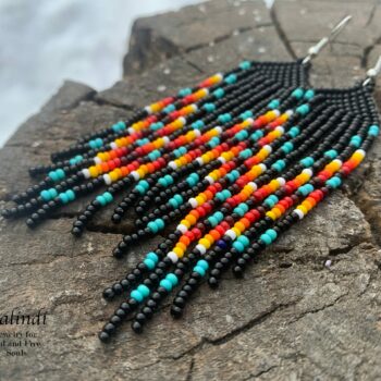 Black HANDMADE BEADED EARRINGS IN NATIVE AMERICAN STYLE