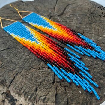 LONG BEADED EARRINGS IN THE NATIVE AMERICAN STYLE