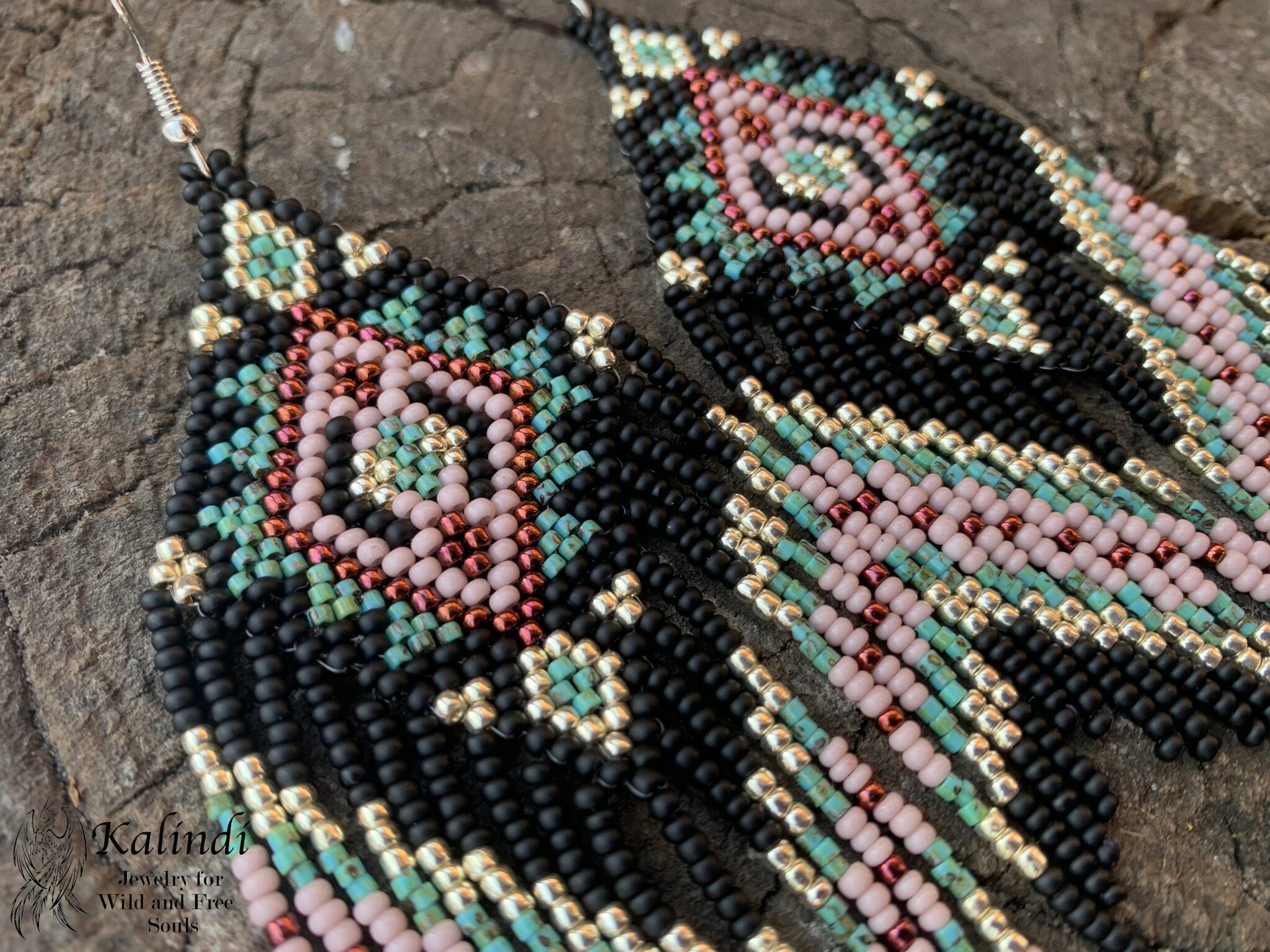 Handmade beaded earrings in bohemian style