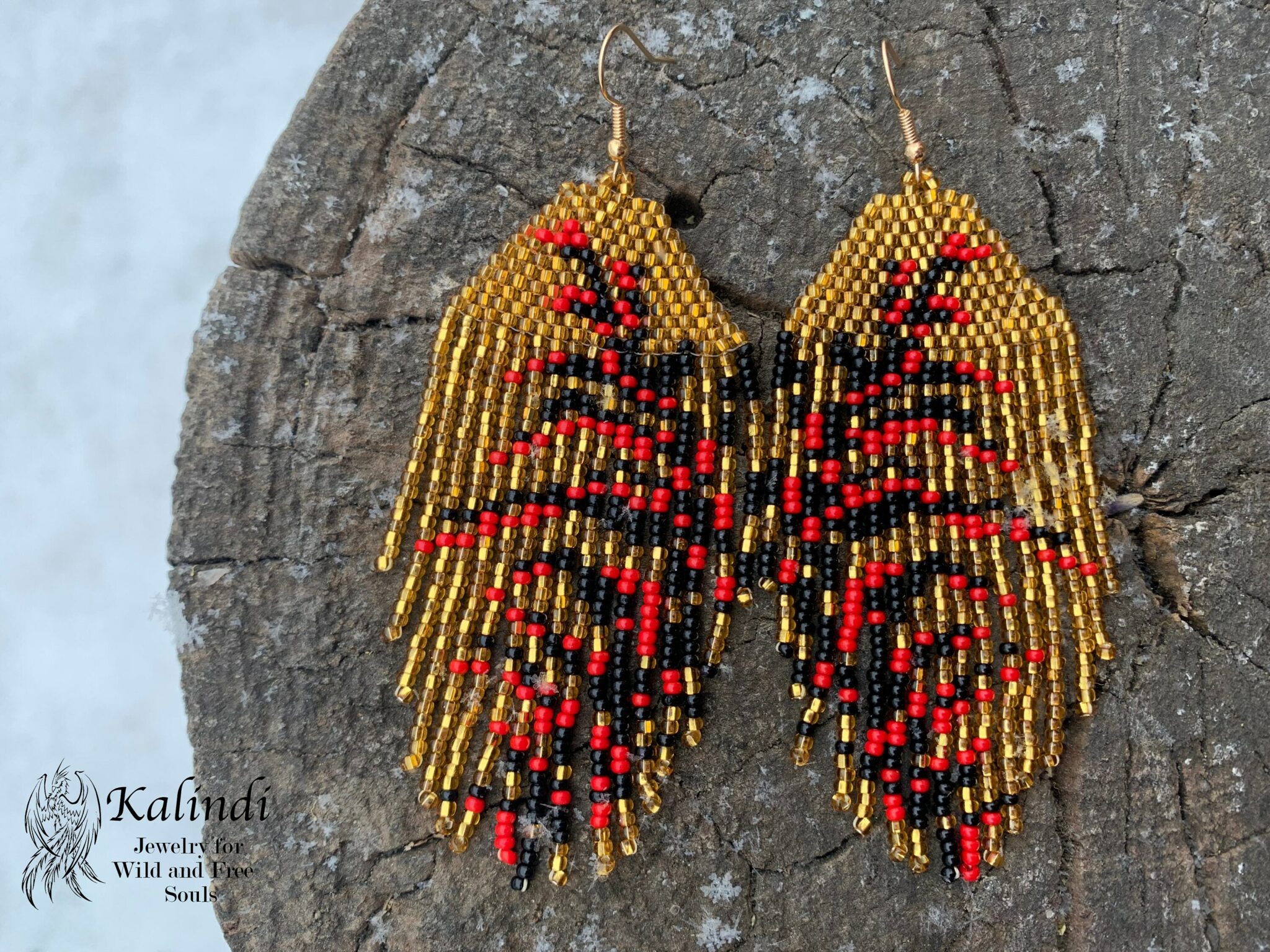 Handmade Beaded Gold Earrings