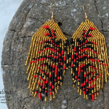 Handmade Beaded Gold Earrings