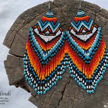 Large Native American Style Beaded Earrings