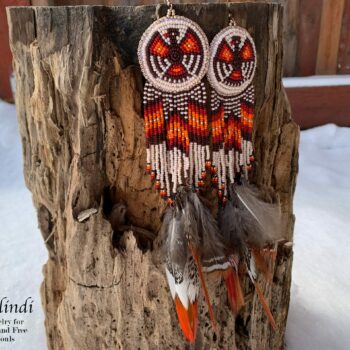 Eagle Earrings with handmade beaded embroidery