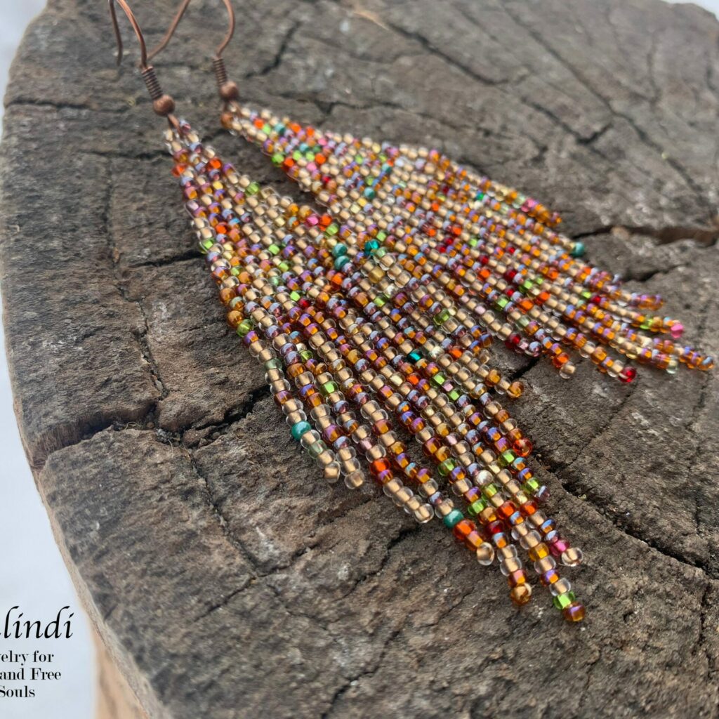 Multicolor handmade beaded earrings