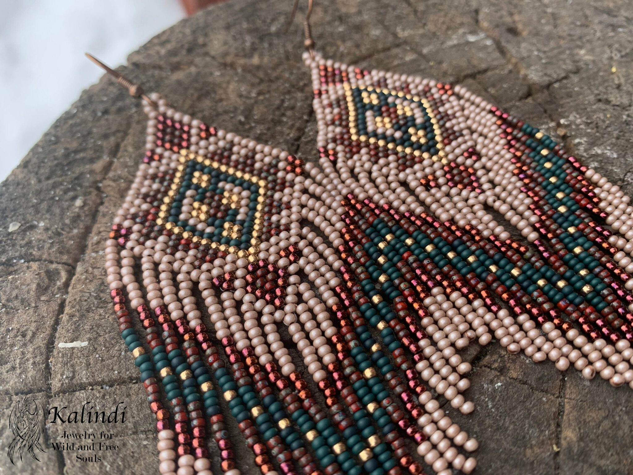 HANDMADE BEADED EARRINGS ETHNO STYLE