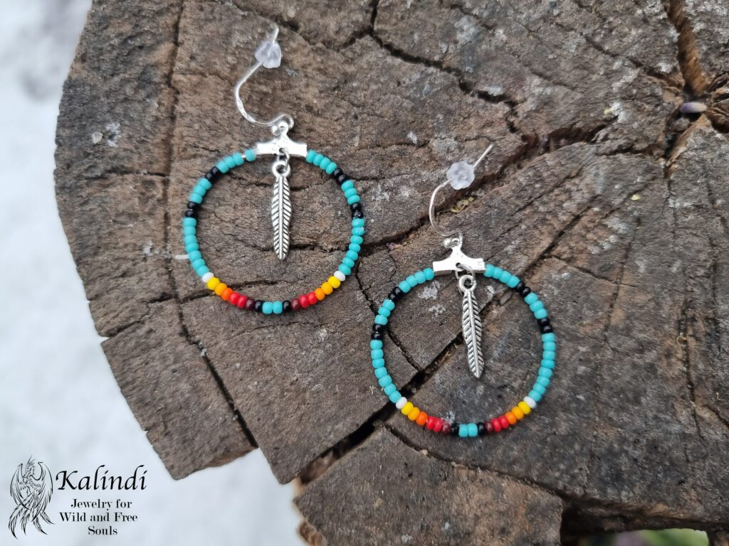 NATIVE AMERICAN STYLE HOOP EARRINGS