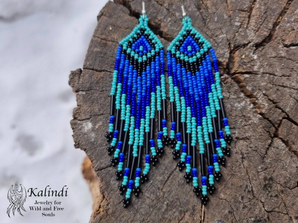 BLUE HANDMADE BEADED EARRINGS